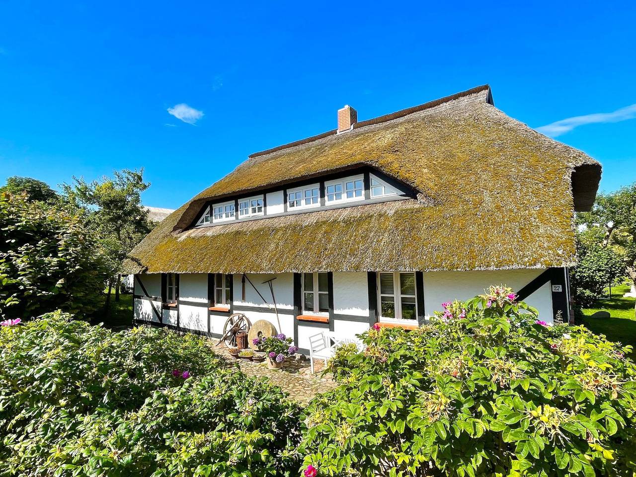 Ganze Ferienwohnung, Ferienhaus Boddenblick unterm Reetdach mit Kamin und Sauna in Gager, Mönchgut