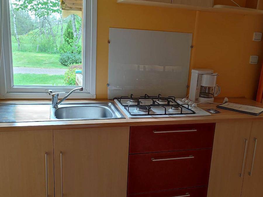 Camping La Vallée - Mobilheim 4 personen - Eglantine in Perpezat, Regionaler Naturpark Volcans d'Auvergne