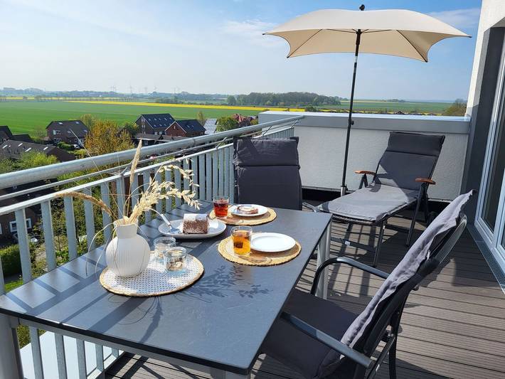 Ferienwohnung für 2 Personen, mit Terrasse und Sauna sowie Ausblick in Schillig