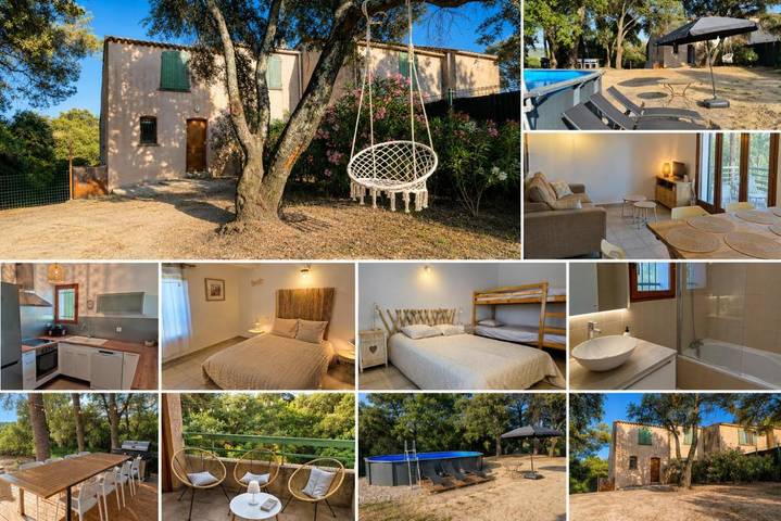 Maison de vacances pour 6 personnes, avec Balcon et Terrasse ainsi que Jardin et Piscine