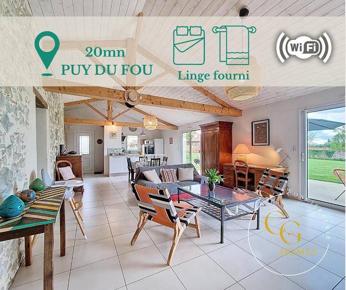 Location de vacances pour 5 personnes, avec vue et jardin à Saint-Prouant