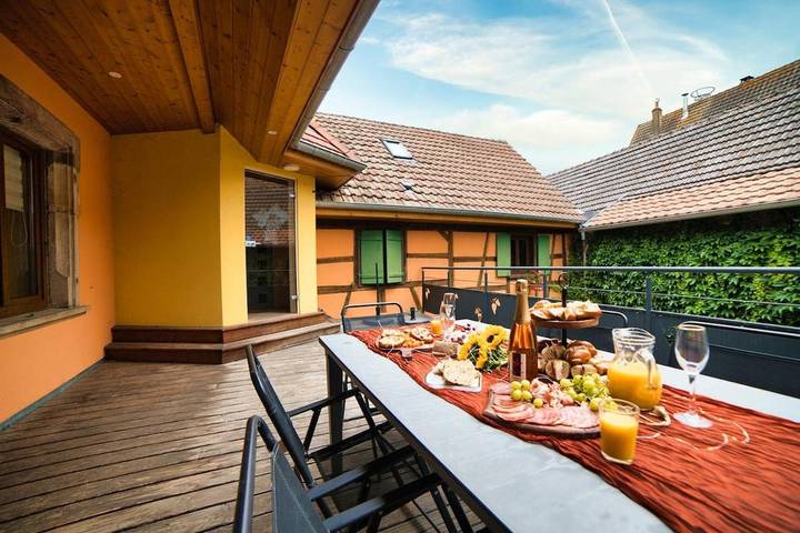 Appartement de vacances pour 12 personnes, avec Balcon ainsi que Terrasse et Vue