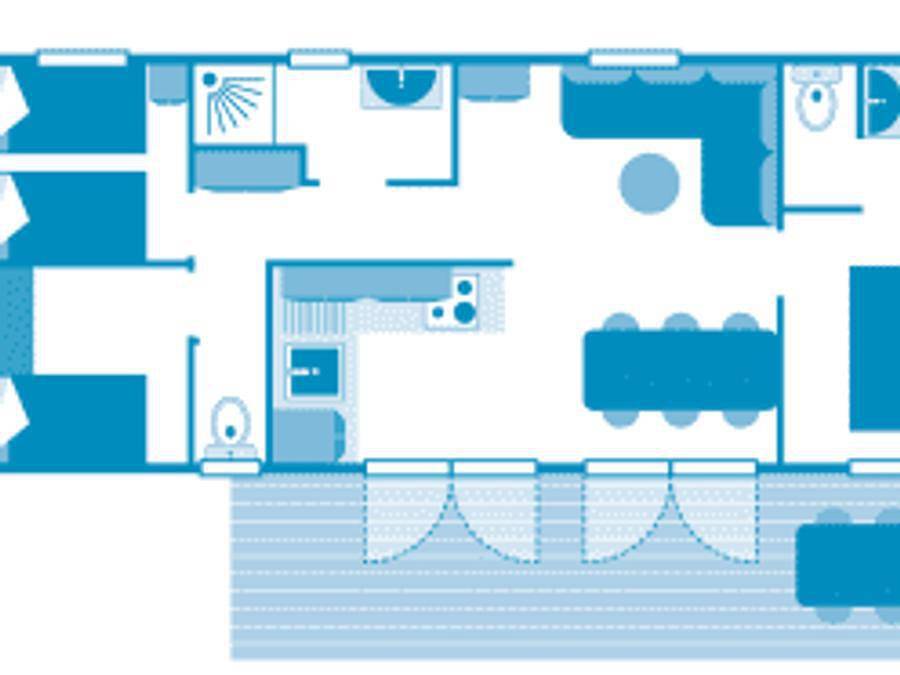 Camping Sandaya Les Rivages - Mobile home 6 persons - Cottage Libellule 6p 3bed 2bath **** air conditioning in Millau, Parc naturel régional des Grands Causses