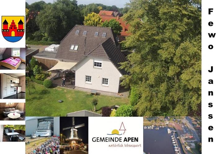 Ferienwohnung für 4 Personen, mit Balkon und Terrasse sowie Garten und Ausblick in Apen