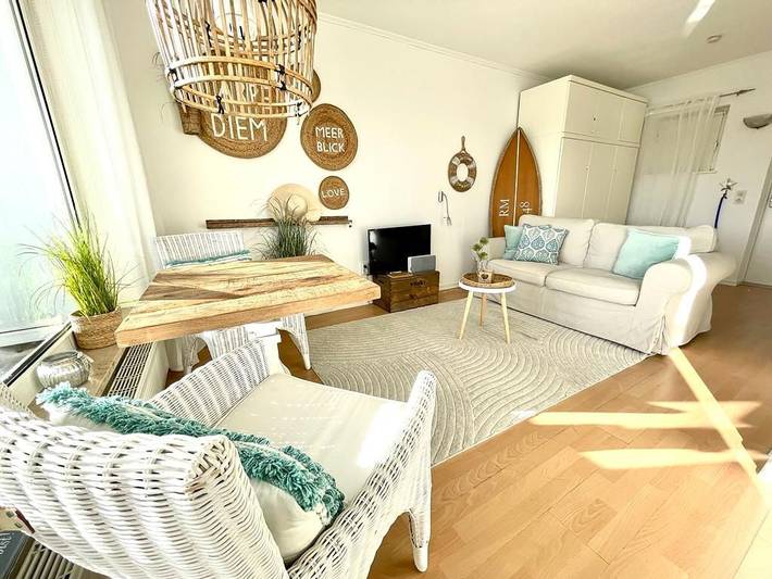 Ferienwohnung für 2 Personen, mit Balkon und Garten sowie Seeblick am Steinwarder