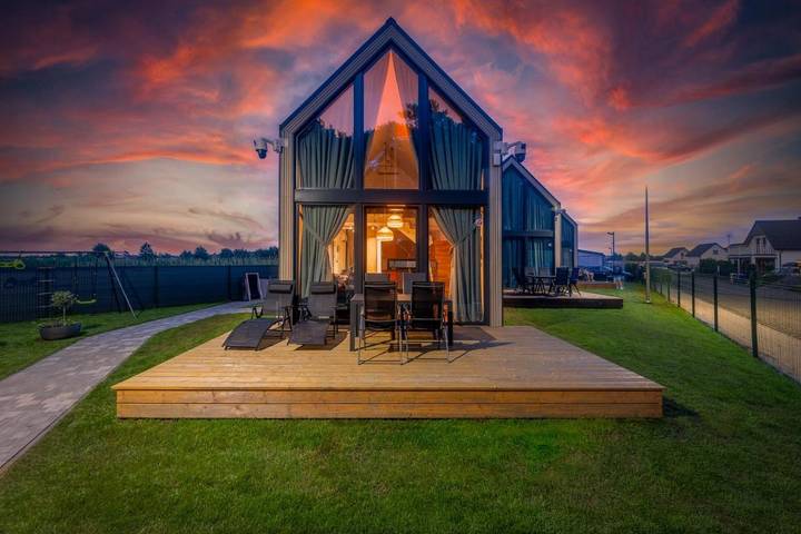 Ferienhaus mit Meerblick für 5 Personen, mit Sauna und Ausblick sowie Garten in Polen