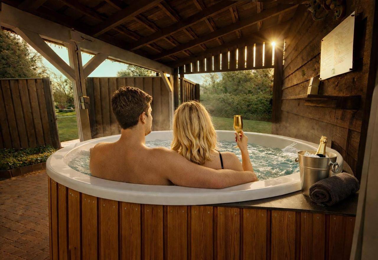 Wellness Tuin Horst Noord Limburg - Suite met Indoor Jacuzzi, Openhaard, Privé Hottub en Privé Sauna in Jachthut stijl - Ultieme Partner Beleving in Horst, Limburg