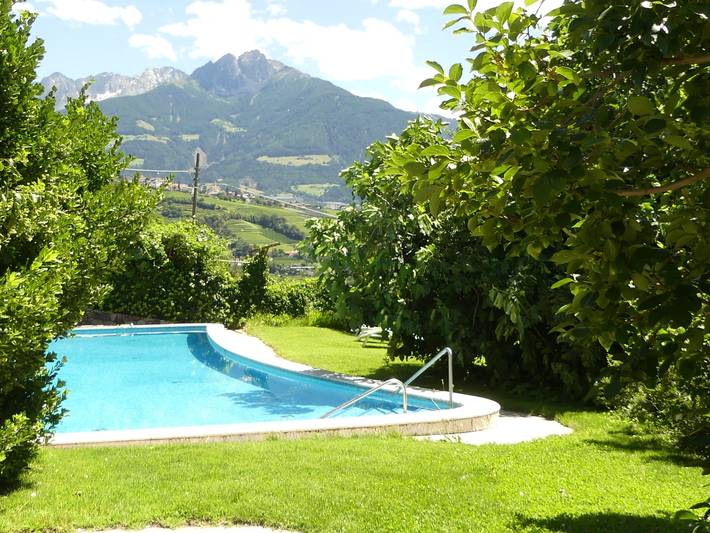 Appartamento intero, Appartamento 'Ferienwohnung B1 Spisshof Nebenhaus' con vista panoramica, piscina e Wi-Fi in Lagundo, Gruppo Tessa