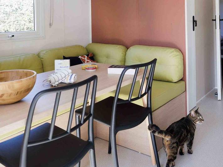 Flower Camping Le Mas de Mourgues - Mobilheim 4 personen - Mobilheim Hibiscus Premium 32m² (2 Schlafzimmer) - überdachte Terrasse 8 m² - Tv - Lv - Klimaanlage 4 pers. in Vauvert, Mittelmeerküste (Frankreich)