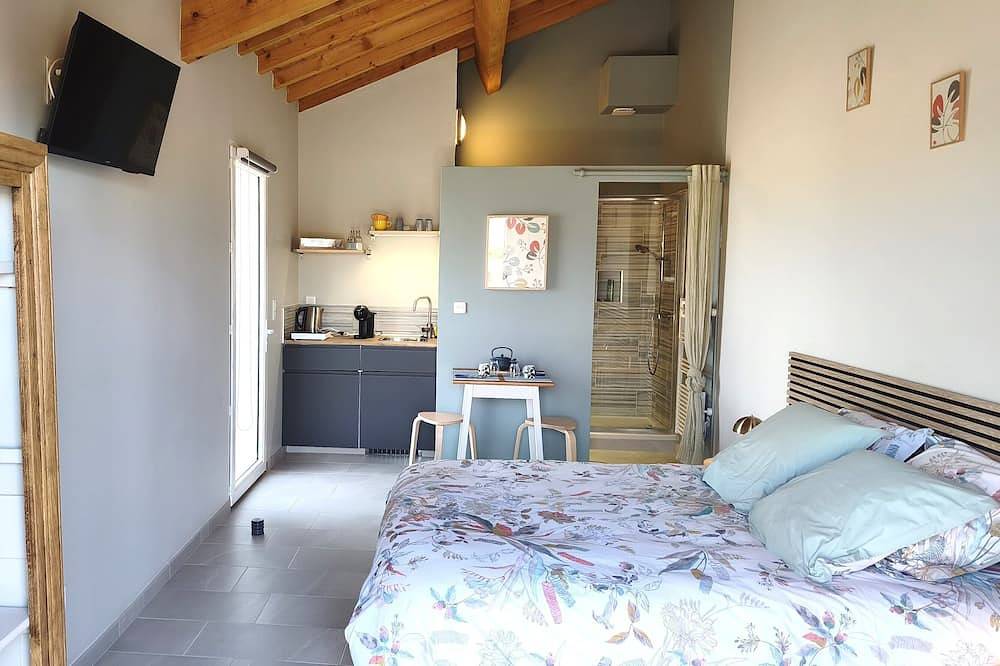 Appartement entier, Studio « Chambre Indépendante, Sdb Privée » avec terrasse privée, Wi-Fi et climatisation in Saulcet, Allier