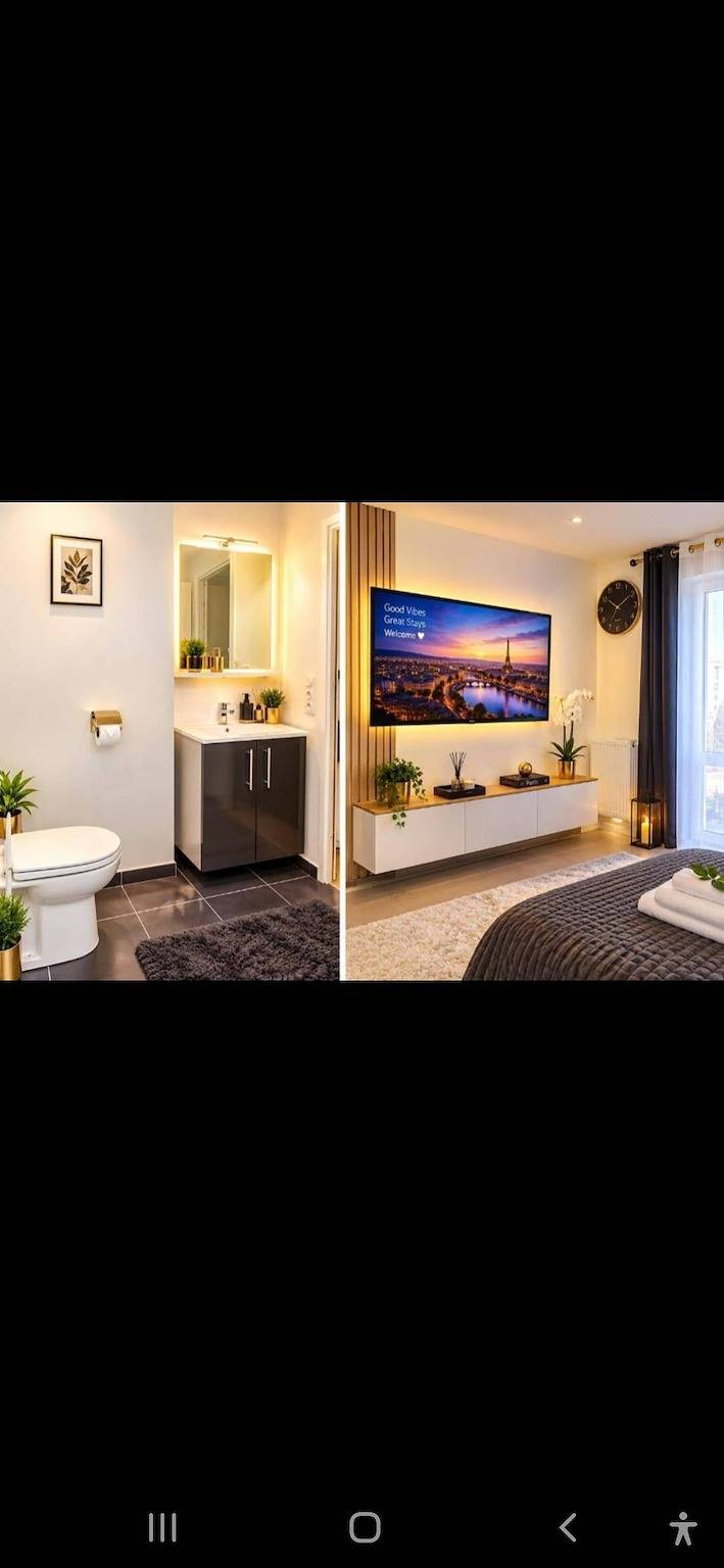Ganze Ferienwohnung, 1 Bed Studio Sleeps 2 - Pets Ok - Tv & WiFi in Bobigny, Seine-Saint-Denis