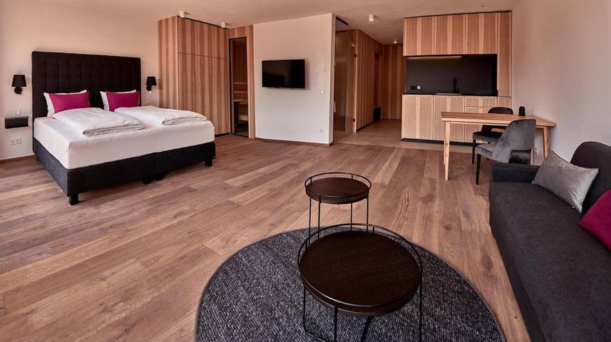 Apartmenthotel für 4 Personen, mit Balkon und Sauna sowie Ausblick, mit Haustier in Oberstaufen - 2