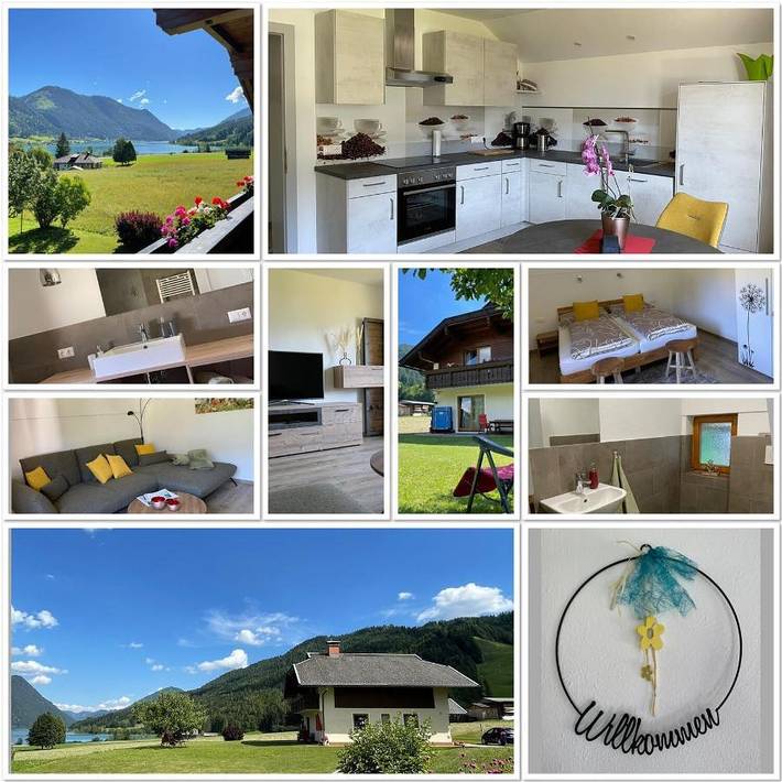 Ferienwohnung für 2 Personen, mit Seeblick und Ausblick sowie Garten am Weissensee