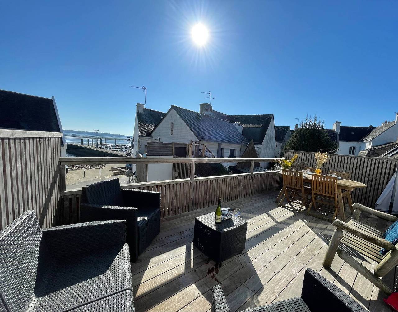 Ker Lina, terrasse avec vue mer in Locmariaquer, Côte des Mégalithes