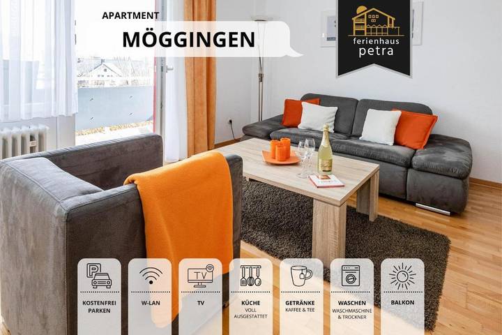 Ferienwohnung für 4 Personen, mit Balkon und Garten sowie Ausblick in Mettnau