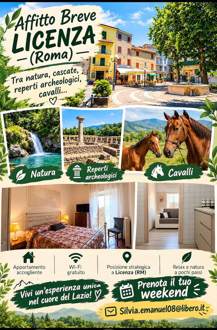 Ganze Wohnung, Ferienwohnung 'Colombina Bianca' mit Bergblick und Balkon in Licenza, Latium
