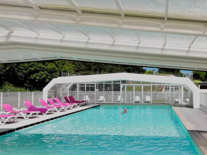 Flower Camping Le Rompval - Mobilheim 4 personen - 27m² Komfort (2Sch-4Pers) mit halbüberdachter Terrasse + Tv in Bois de Cise, Mers-les-Bains