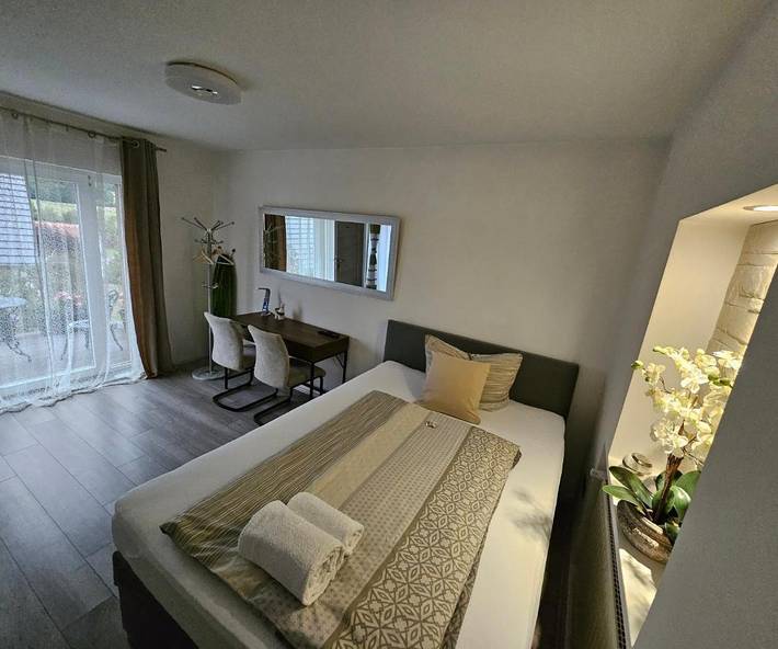 Gîte pour 2 personnes, avec vue ainsi que terrasse et sauna dans Dinkelsbuhl