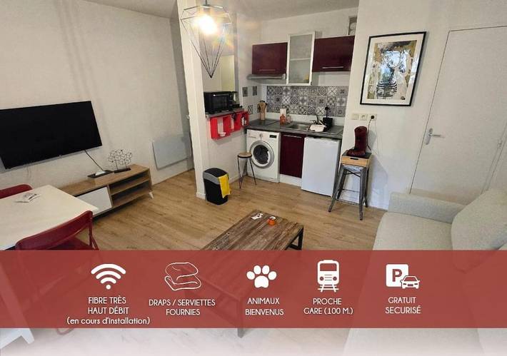 Gîte pour 4 personnes, avec terrasse, animaux acceptés dans Gare De Tours