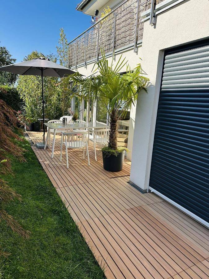 Ferienwohnung für 4 Personen, mit Balkon und Terrasse sowie Garten und Ausblick