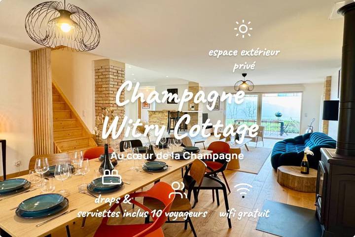 Location de vacances pour 10 personnes, avec Terrasse et Jardin dans Witry-lès-Reims