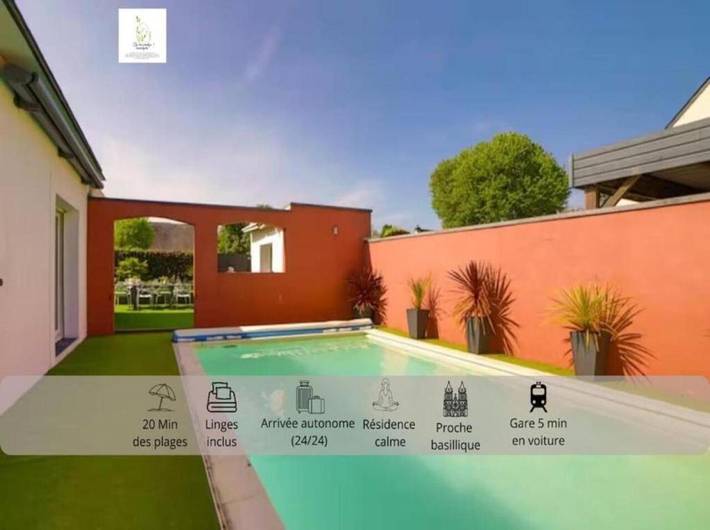 Location de vacances pour 8 personnes, avec Jacuzzi et Terrasse ainsi que Jardin et Piscine à Sainte-Anne-d'Auray
