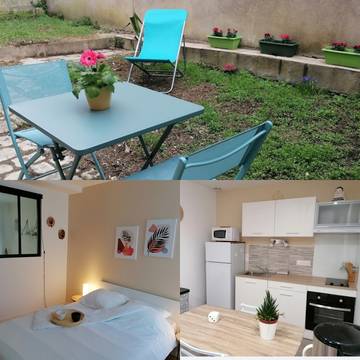 Gîte pour 2 personnes, avec terrasse ainsi que piscine et jardin, animaux acceptés à Rochefort
