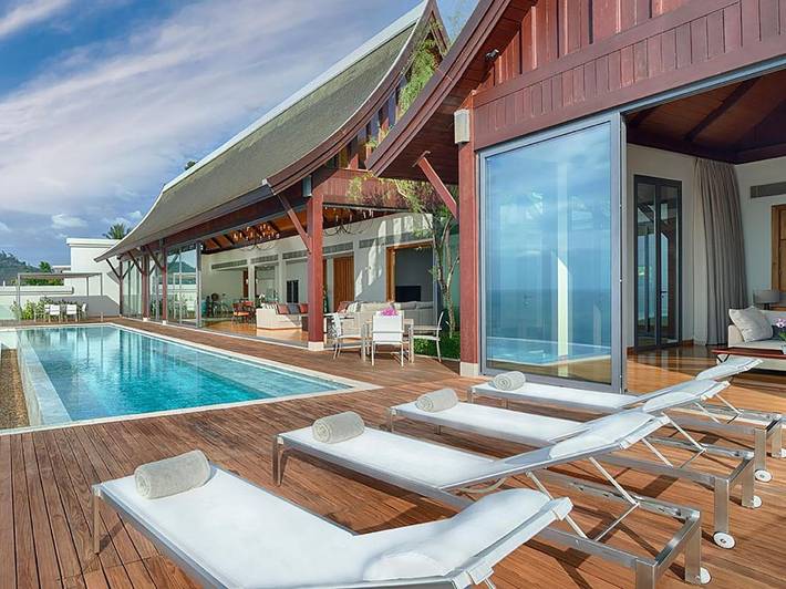 Location de vacances pour 12 personnes, avec terrasse et sauna ainsi que piscine et vue dans Nai Thon Beach - 3