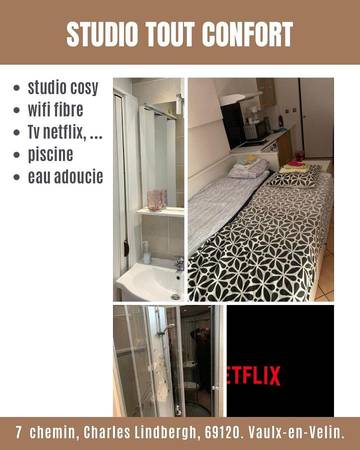 Gîte pour 2 personnes, avec vue ainsi que jardin et piscine à Vaulx-en-Velin