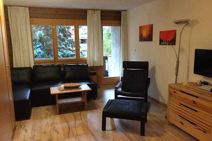 Ganze Wohnung, Komfortables Studio für 2-4 Personen :  Wohnraum mit 1 Sofabett (1.40 x 1.90m) und 2 Schrankbetten - in Grimentz, Anniviers