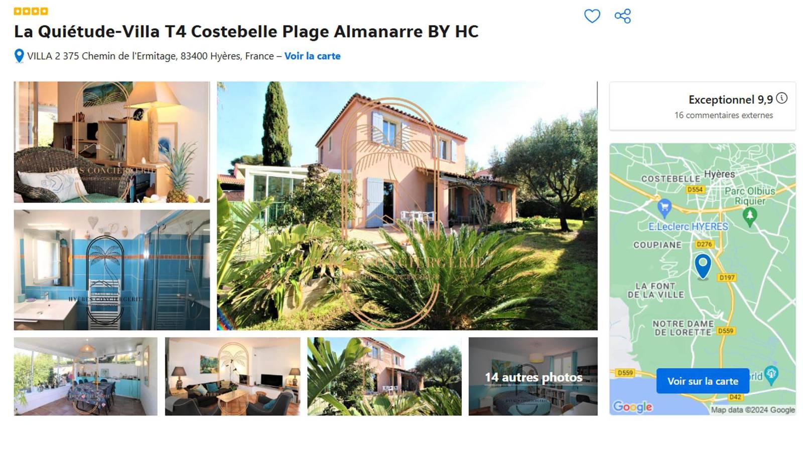La Quiétude-Villa T4 Clim/Wifi/Pk/ Plage Almanarre in Hyeres, Parc national de Port-Cros