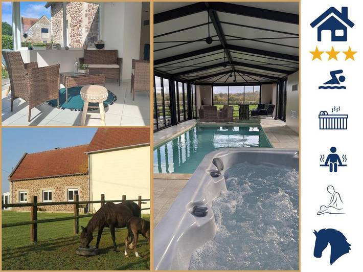 Maison de vacances pour 6 personnes, avec Jacuzzi et Terrasse ainsi que Jardin et Piscine