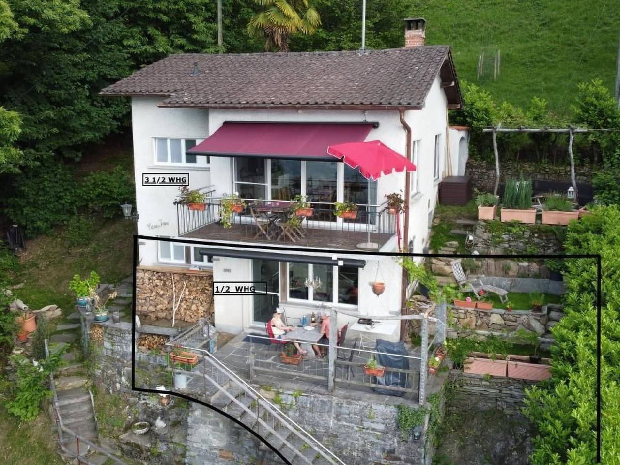 Appartamento intero, Casa Ines mit Grotto und Pergola in Gambarogno, Lago Maggiore-Svizzera