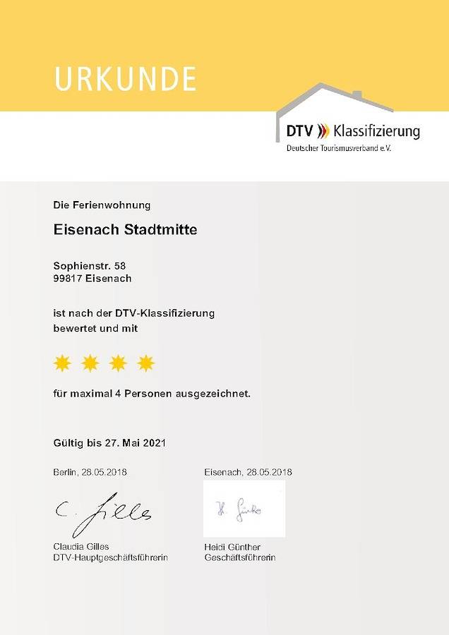 Ganze Ferienwohnung, Ferienwohnung "Eisenach Stadtmitte" - Ferienwohnung Excellent 1.Etage - mit 2 Schlafzimmern, Wohnküche, Du/Wc in Wartburg, Eisenach