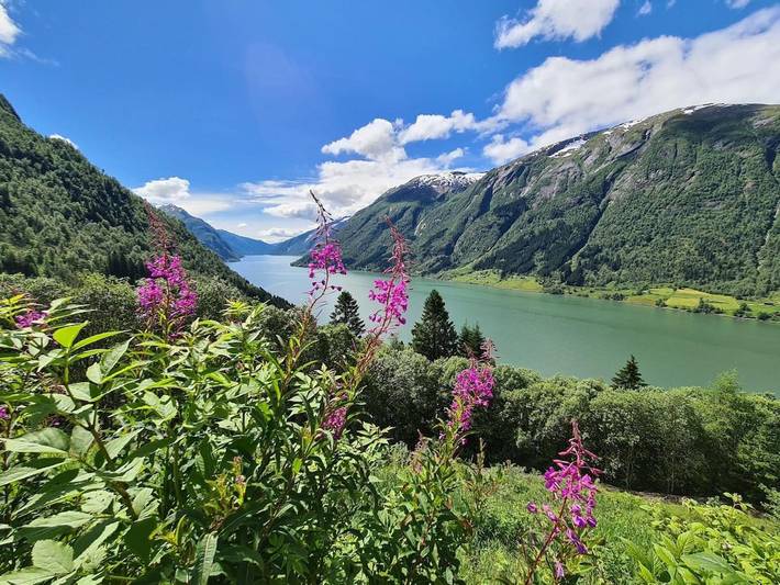 Ferienwohnung für 4 Personen, mit Garten und Ausblick in Leikanger