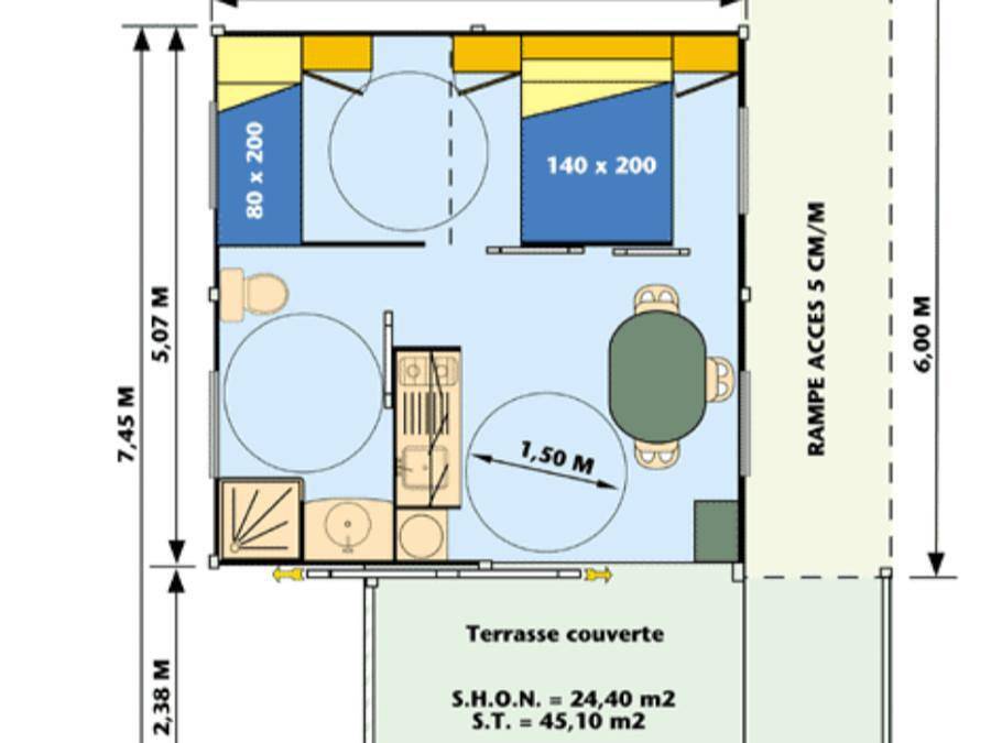 Camping Le Colporteur - Ciela Village - Chalet 3 personnes - Ciela Confort Pmr - 1 chambre in Le Bourg-d'Oisans, Parc national des Écrins