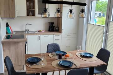 Blockhütte für 4 Personen, mit Garten und Terrasse am Salzhaff