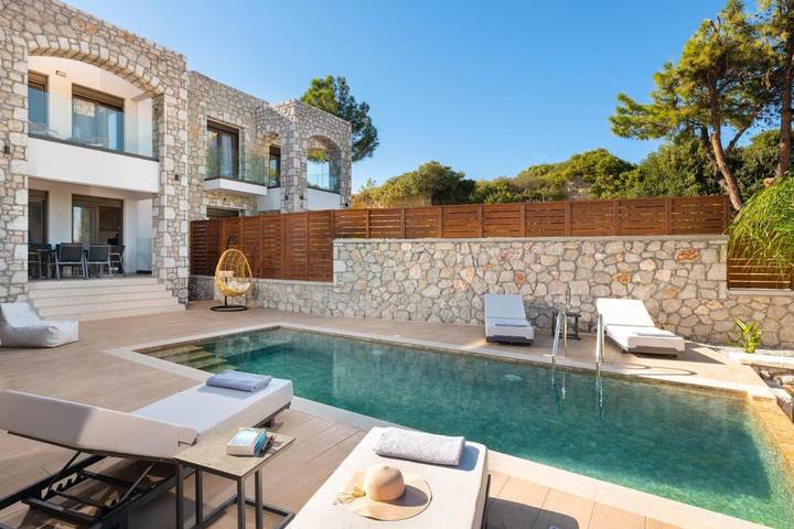 Ferienhaus für 7 Personen, mit Pool und Garten sowie Ausblick, kinderfreundlich in Koskinou - 3
