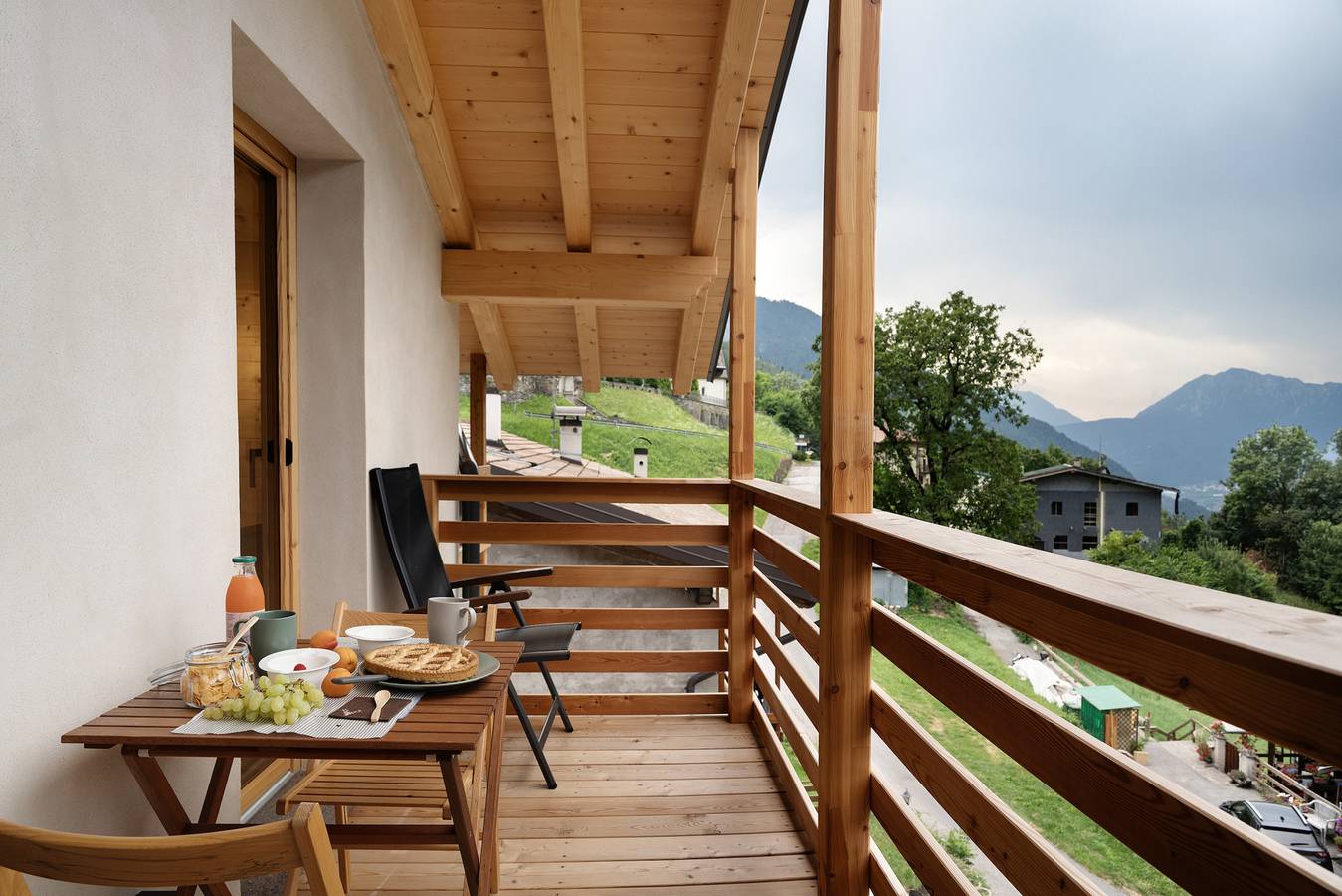 Chalet 'Bio Maso Nido Verde' con vistas a las montañas y balcón in Frassilongo, Valsugana