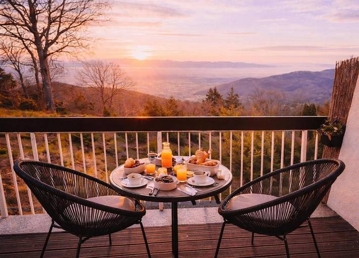 Appartement de vacances pour 2 personnes, avec Balcon et Terrasse ainsi que Jardin et Sauna dans le Haut-Rhin
