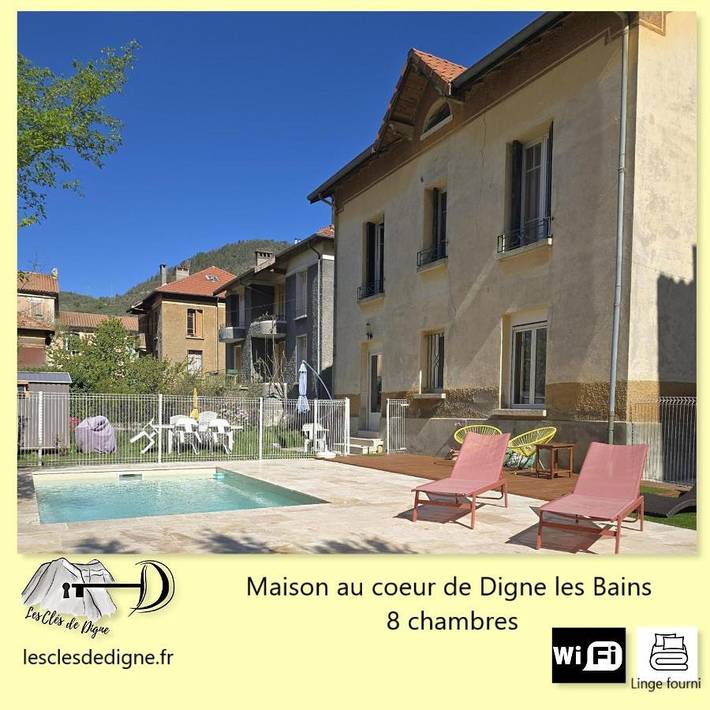 Appartement de vacances pour 20 personnes, avec jardin ainsi que vue et piscine à Digne-les-Bains