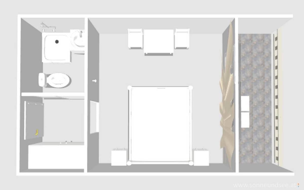 Ganze Ferienwohnung, Appartement5 für 2 Personen mit Küche, Bad, Balkon in Bodensdorf, Gerlitzen