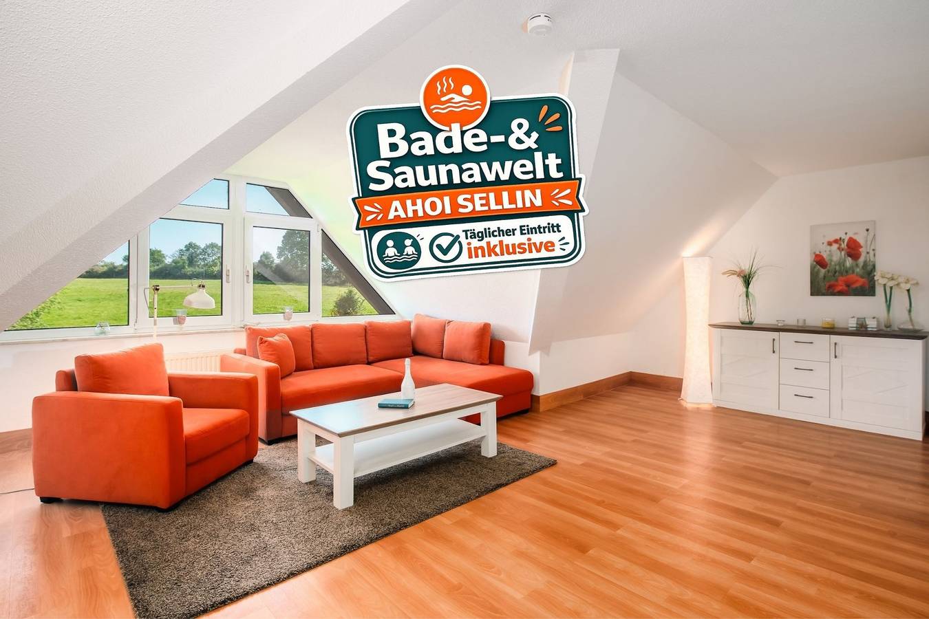 Ganze Ferienwohnung, Strandhaus Lobbe, Mohnblume Nr. 20 - Bade- & Saunawelt täglich inklusive in Lobbe Strand, Mönchgut