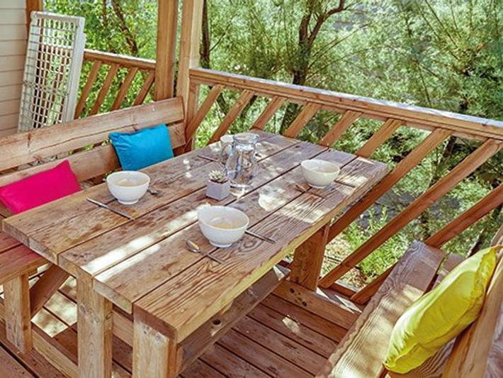 Camping La Plage d'Argens - Mobilheim 4 personen - Premium | 2 Zi. | 4 Pers. | Erhöhte Terrasse | Klimaanlage | Tv in Frejus, Mittelmeerküste (Frankreich)