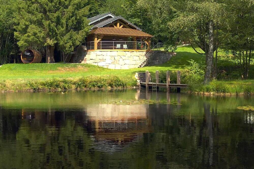 Magnificent chalet on a green island. 2 ponds, private sauna and jacuzzi in Saint-Nabord, Épinal en omgeving