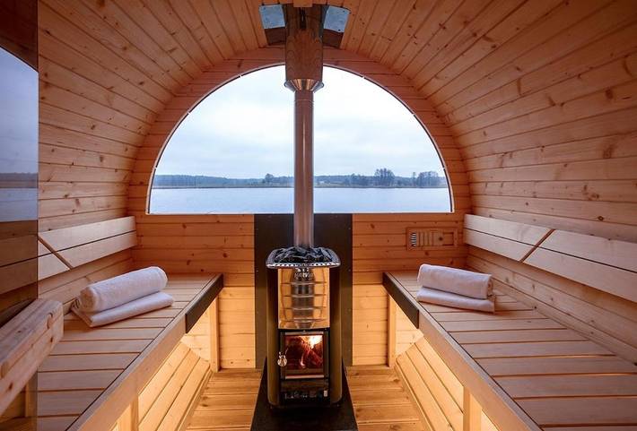 Boot für 4 Personen, mit Terrasse und Seeblick sowie Sauna und Ausblick, mit Haustier in den Masuren