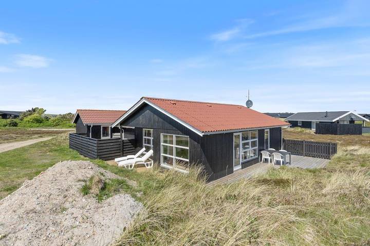 Ferienhaus mit Meerblick für 6 Personen, mit Balkon/Terrasse und Terrasse sowie Sauna am Ringkøbing Fjord