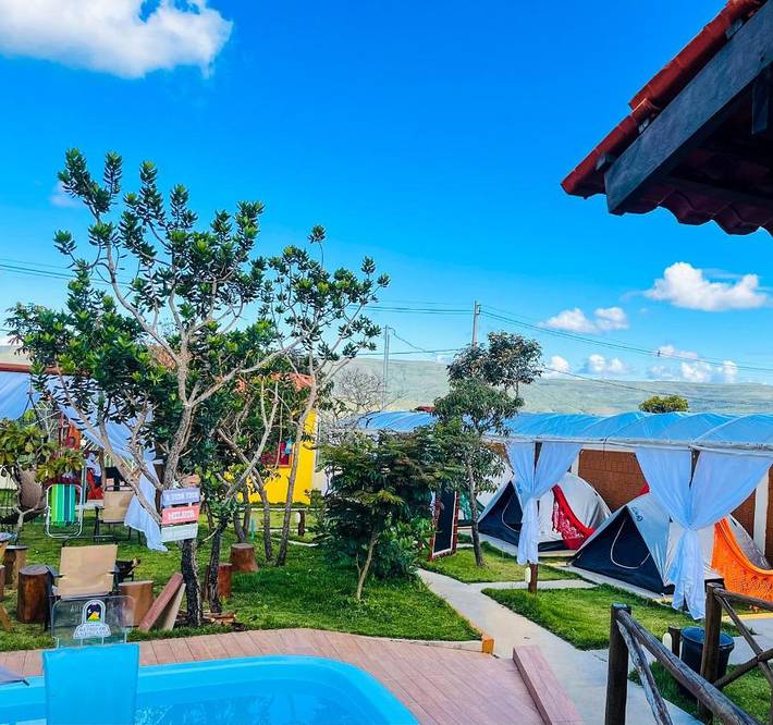Camping para 4 personas, con piscina además de jardín y vistas en Brasil