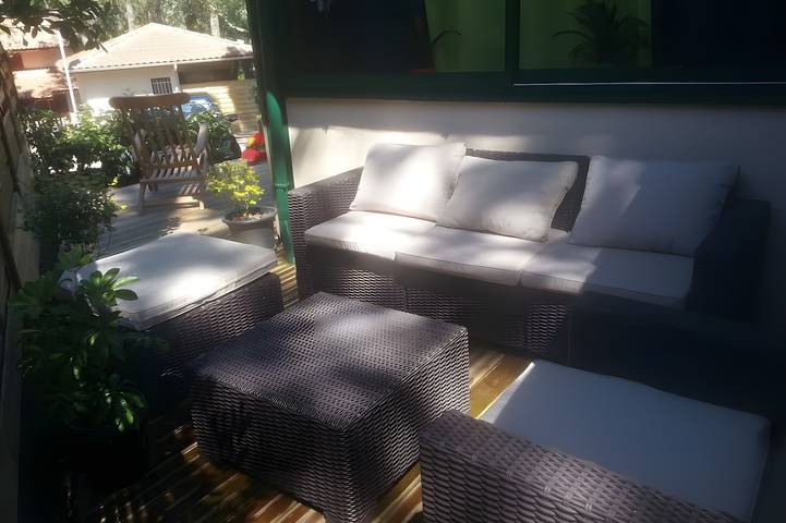 Casa de vacaciones bajo los pinos con piscina compartida, terraza privada y Wi-Fi in Moliets-et-Maa, Côte d’Argent