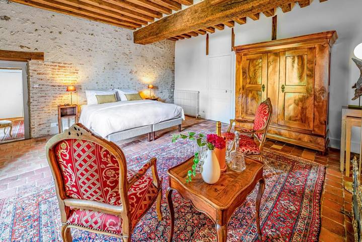 Chambre d’hôte pour 4 personnes, avec terrasse ainsi que vue et jardin, animaux acceptés